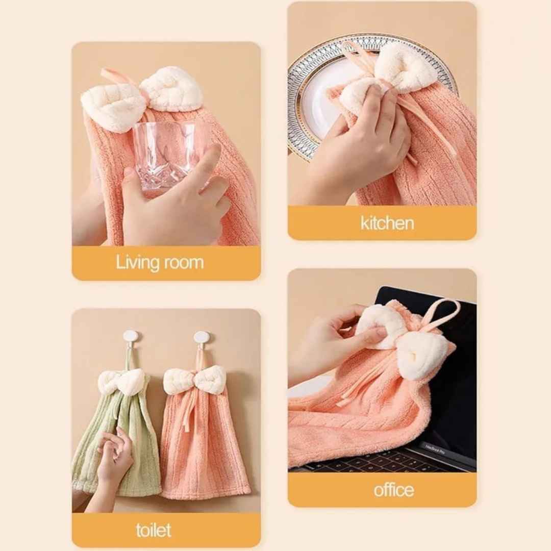 Bow Hand Towels Set/Cute Washbasin Towel(Pack of 3 pcs)