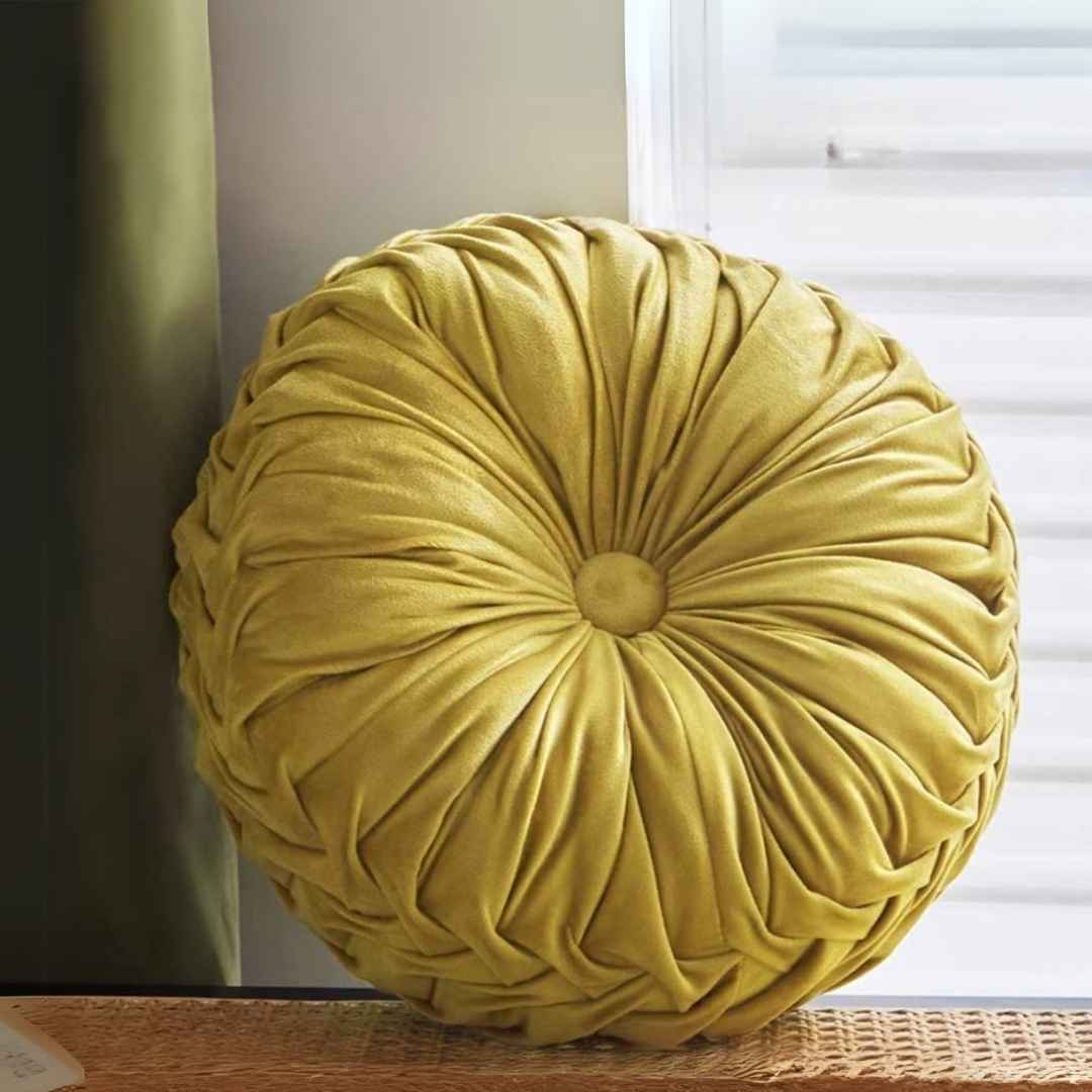 Velvet round handicrafted pumpkin pillow couch cushion
