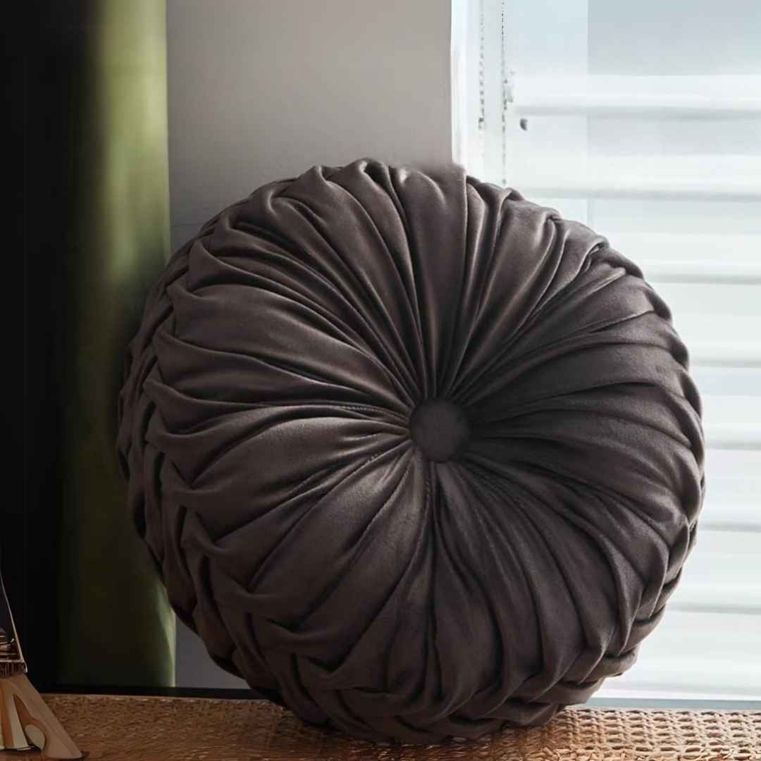 Velvet round handicrafted pumpkin pillow couch cushion