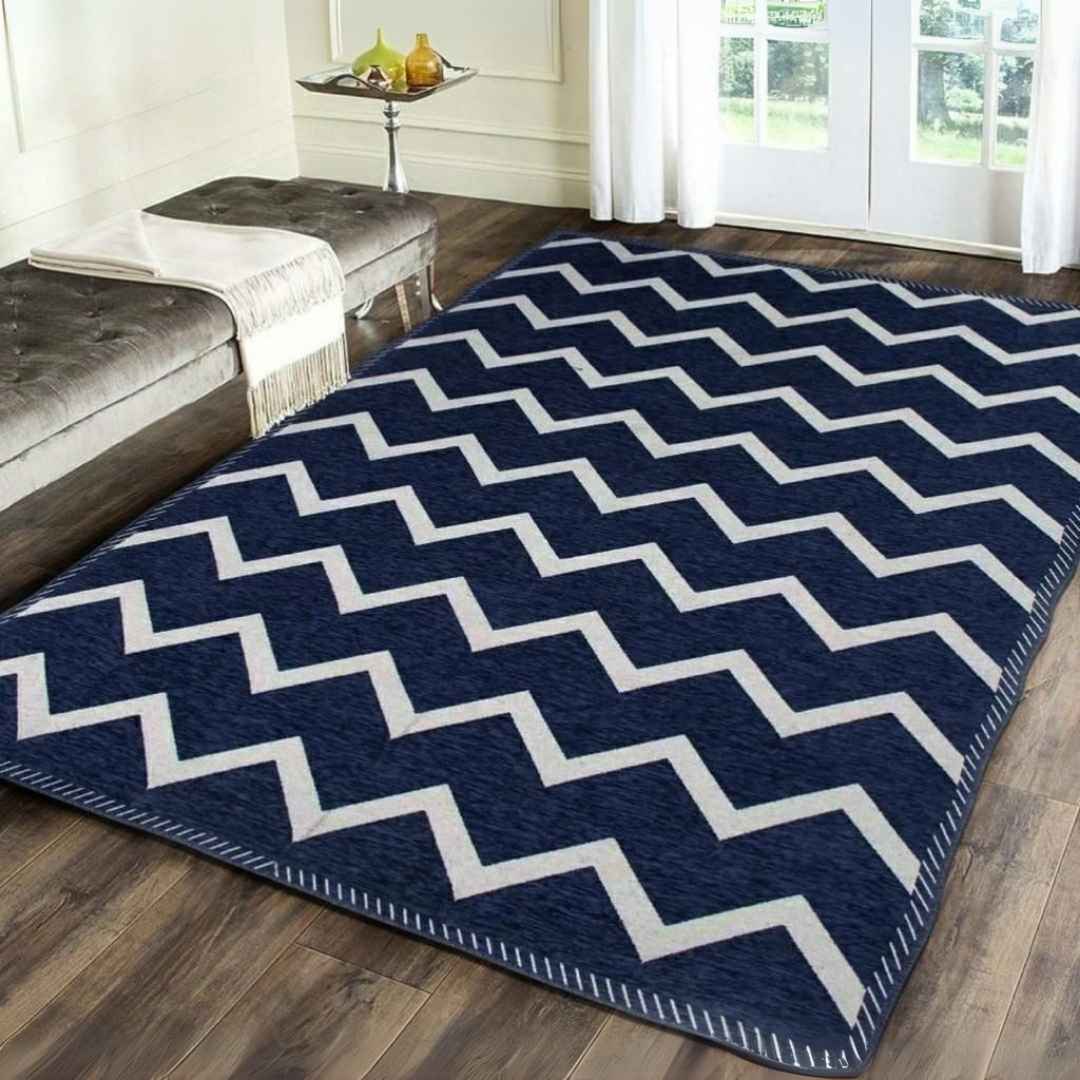 Zig Zag Chennile Pannel Design Carpet