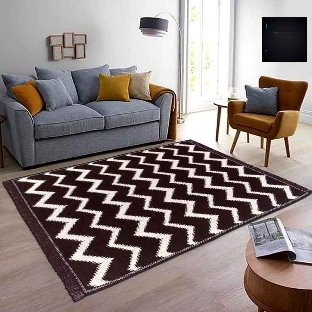 Zig Zag Chennile Pannel Design Carpet