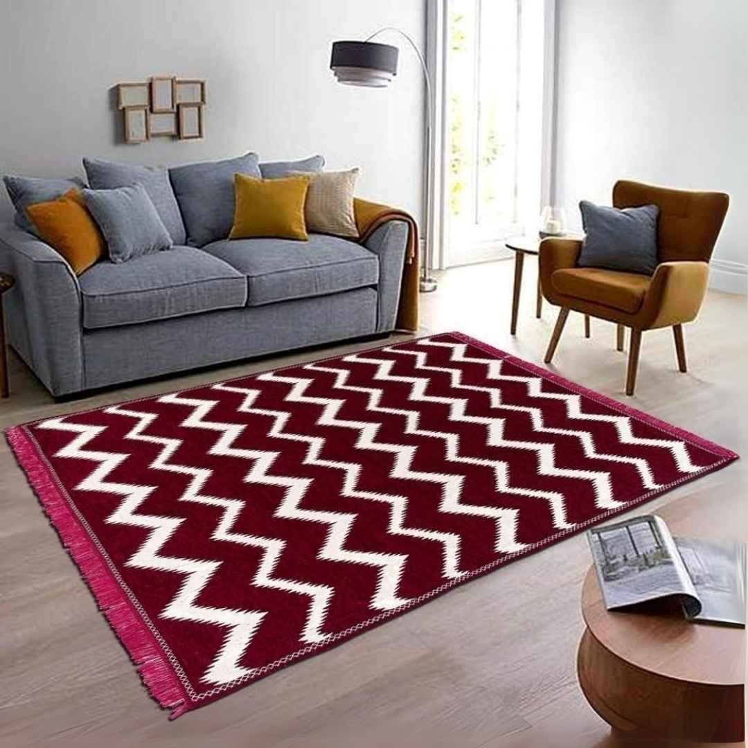 Zig Zag Chennile Pannel Design Carpet