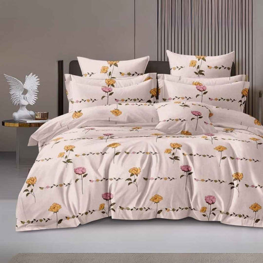 Golden Leaf King size Bedsheet 150 GSM Glace Cotton